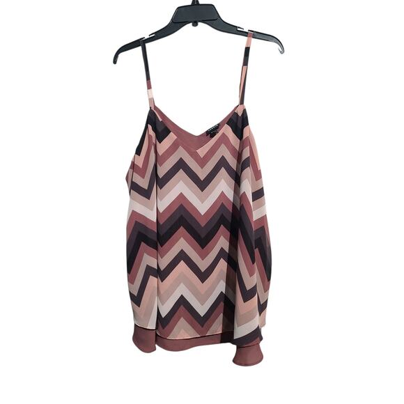 Torrid Sophie Chiffon Double Layer Swing Cami Pink Chevron Size 1X (16-18) - Picture 2 of 5
